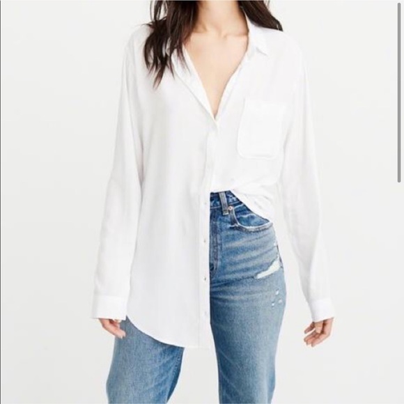 Abercrombie & Fitch Tops - Abercrombie White Slim Boyfriend Button Up Shirt